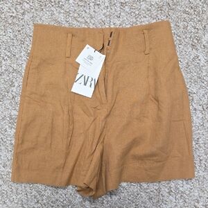 Zara Tan High-Waisted Shorts